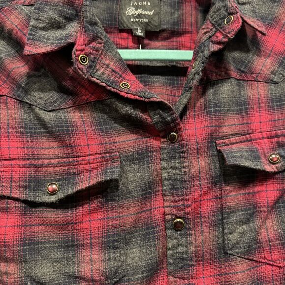 Jachs Girlfriend Snap Up Flannel Black & Red Buffalo Plaid Womens sz Small - Picture 2 of 8